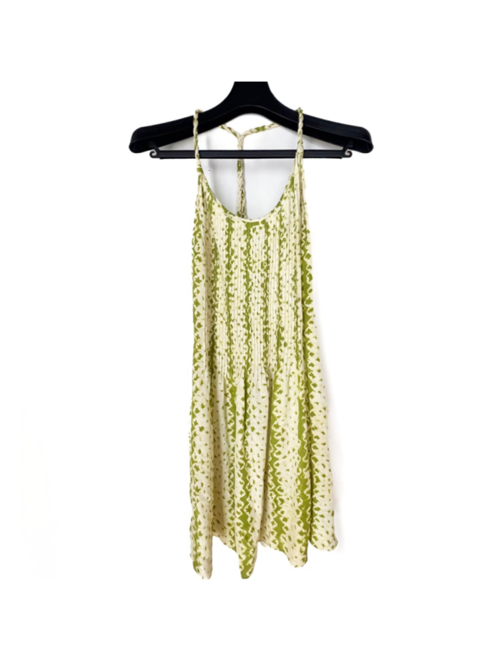 100% Silk Dress Womens Medium Green Animal Print Flowy Banana Republic
